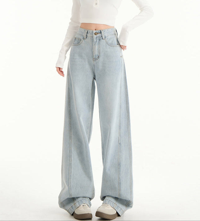 Light Blue High-Waisted Wide-Leg Pants for Women - Women’s Jeans