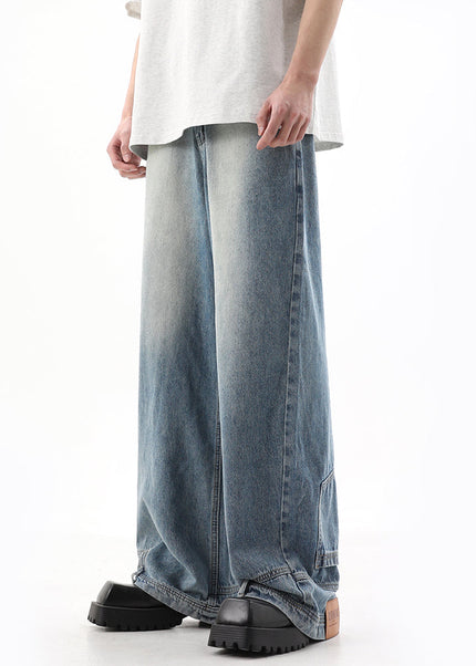 Light Blue Inverted Wide-Leg High Street Jeans - Men’s Jeans