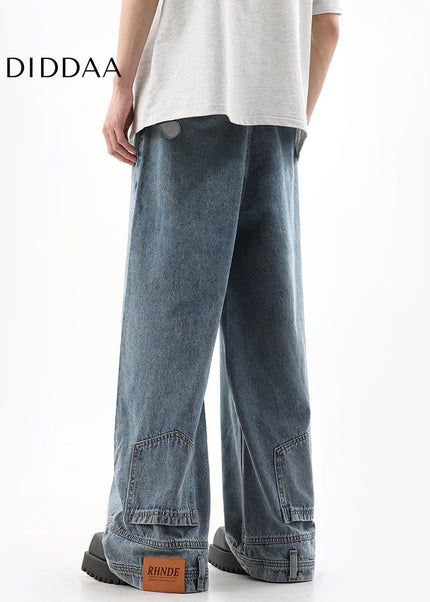 Light Blue Inverted Wide-Leg High Street Jeans - Men’s Jeans