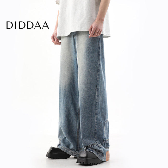 Light Blue Inverted Wide-Leg High Street Jeans - XS / Blue - Men’s Jeans