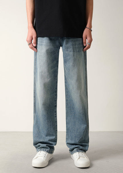 Light Blue Loose Drape Lyocell Wide Straight Jeans - 28 / Mid Blue - Men’s Jeans