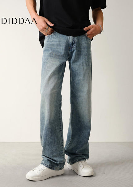 Light Blue Loose Drape Lyocell Wide Straight Jeans - Men’s Jeans