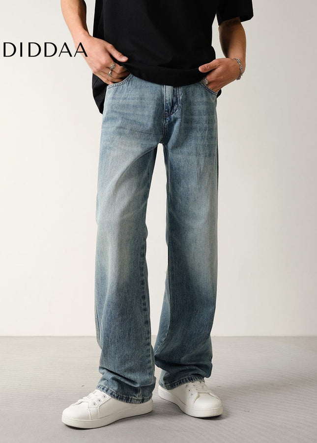 Light Blue Loose Drape Lyocell Wide Straight Jeans - Men’s Jeans