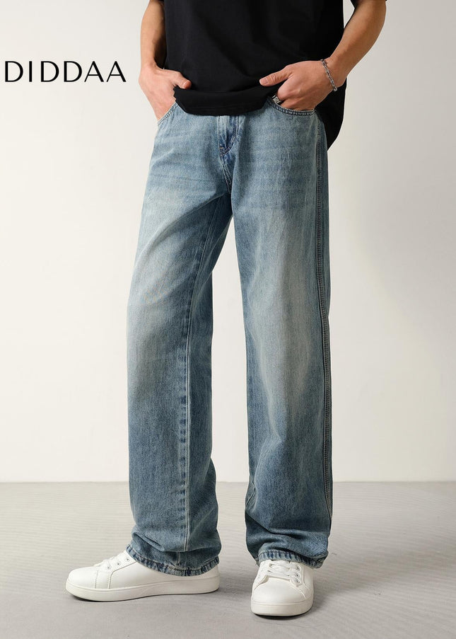 Light Blue Loose Drape Lyocell Wide Straight Jeans - Men’s Jeans