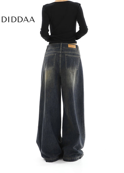 Light Blue Loose Drape Wide-Leg Jeans for Women - Women’s Jeans