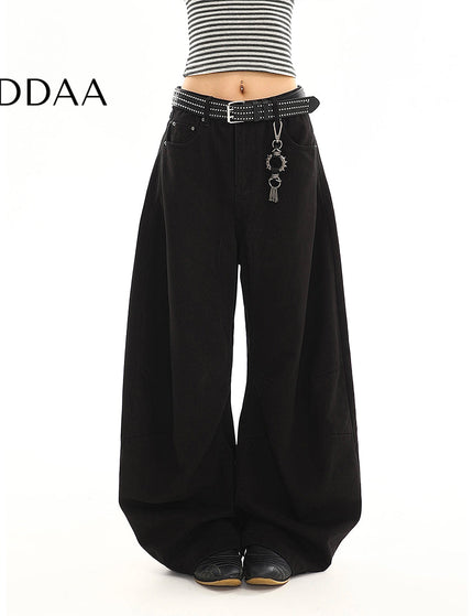 Light Blue Loose Drape Wide-Leg Scimitar Jeans - S / Black - Women’s Jeans