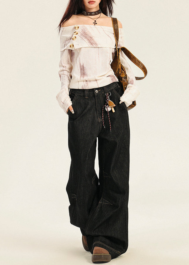 Light Blue Loose Fit American Low-Rise Wide-Leg Jeans - Women’s Jeans