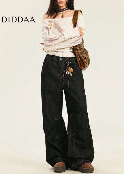 Light Blue Loose Fit American Low-Rise Wide-Leg Jeans - Women’s Jeans