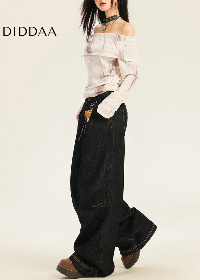 Light Blue Loose Fit American Low-Rise Wide-Leg Jeans - Women’s Jeans