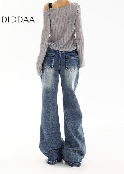 Light Blue Loose Fit Bootcut Jeans for Women - Women’s Jeans