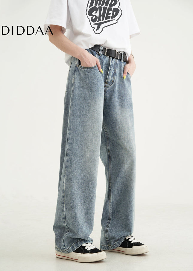 Light Blue Loose Fit Cotton Jeans for Men - Men’s Jeans