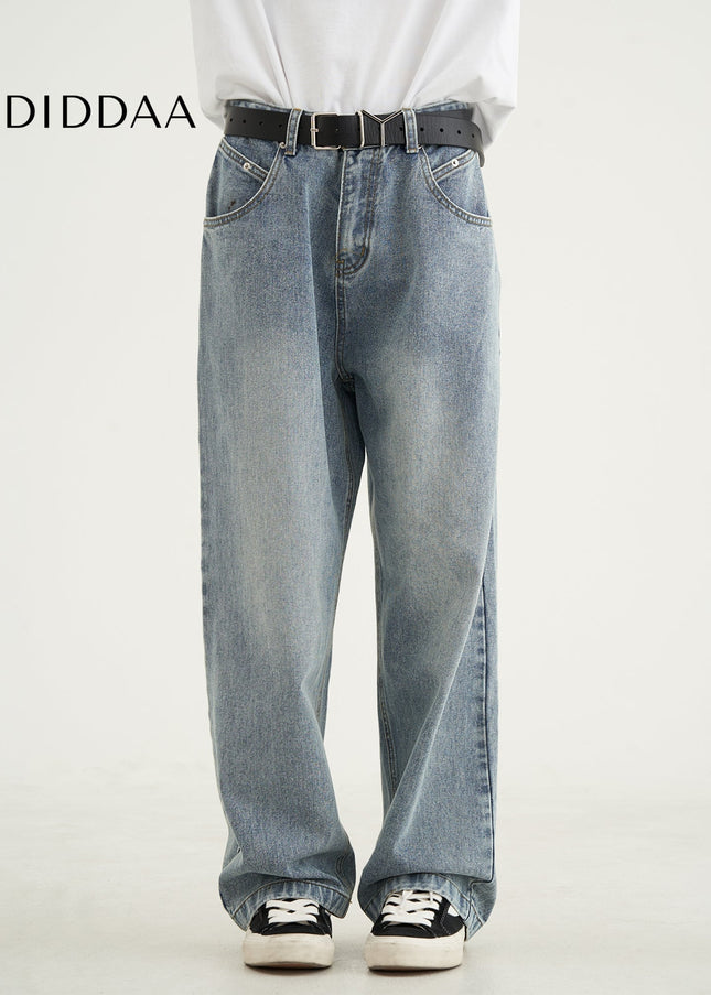 Light Blue Loose Fit Cotton Jeans for Men - Men’s Jeans