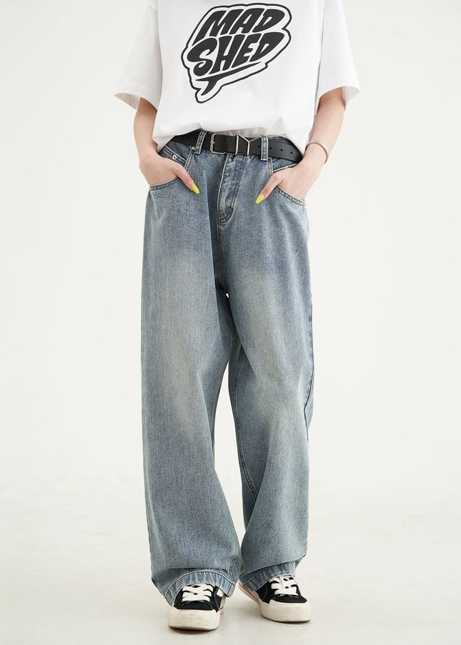 Light Blue Loose Fit Cotton Jeans for Men - Men’s Jeans