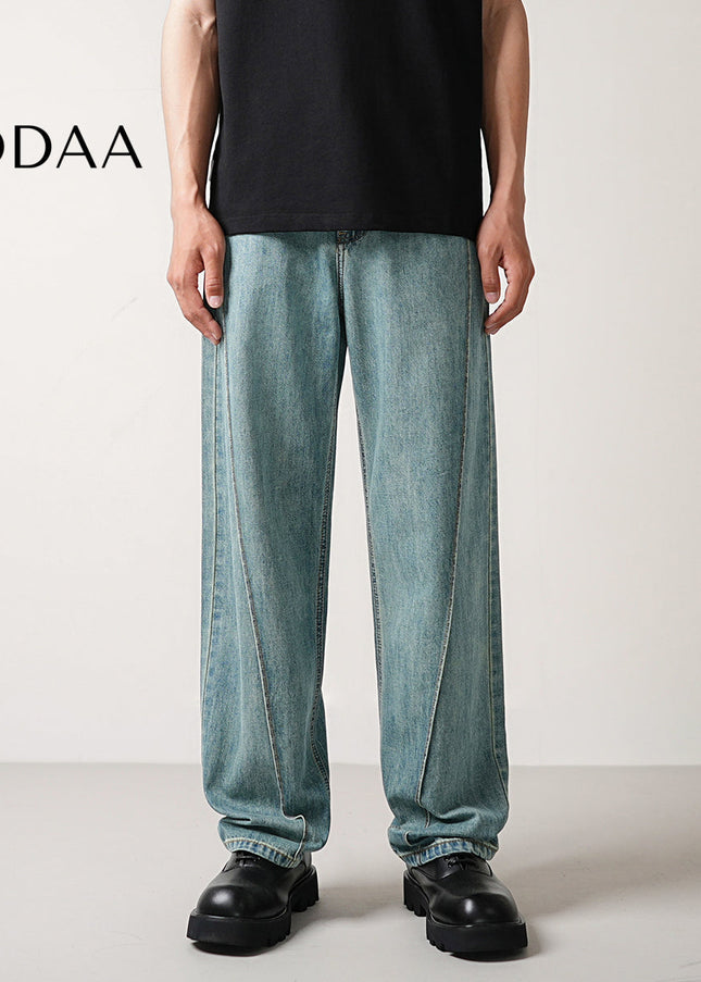 Light Blue Loose Fit Drape Wash Jeans for Men - 28 / Mid Blue - Men’s Jeans
