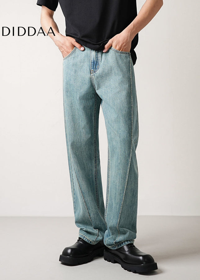 Light Blue Loose Fit Drape Wash Jeans for Men - Men’s Jeans