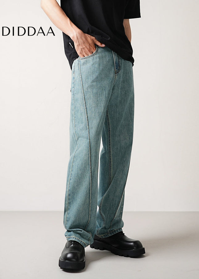 Light Blue Loose Fit Drape Wash Jeans for Men - Men’s Jeans