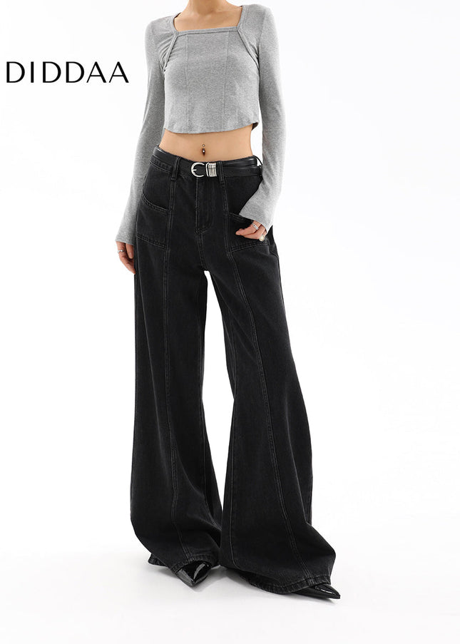 Light Blue Loose Fit Flare Wide Leg Jeans for Women - Women’s Jeans