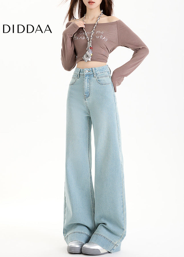 Light Blue Loose Fit Flared Jeans for Women - Women’s Jeans