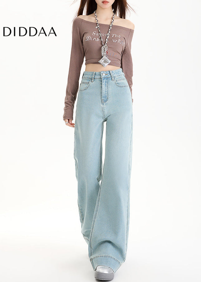 Light Blue Loose Fit Flared Jeans for Women - Women’s Jeans