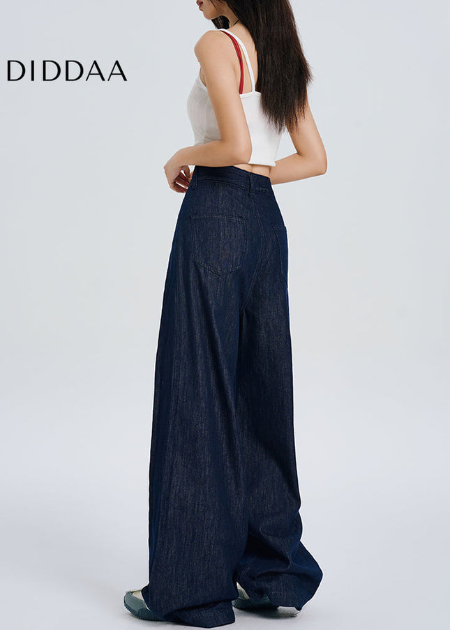 Light Blue Loose Fit Retro Ice Silk Wide Leg Jeans - Women’s Jeans