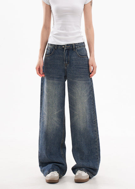 Light Blue Loose Fit Retro Wide Leg Jeans - Women’s Jeans