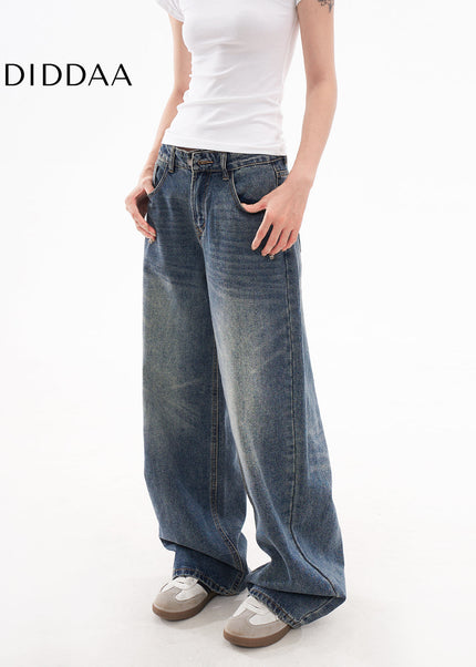 Light Blue Loose Fit Retro Wide Leg Jeans - Women’s Jeans