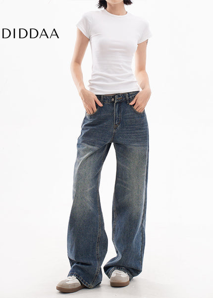 Light Blue Loose Fit Retro Wide Leg Jeans - Women’s Jeans