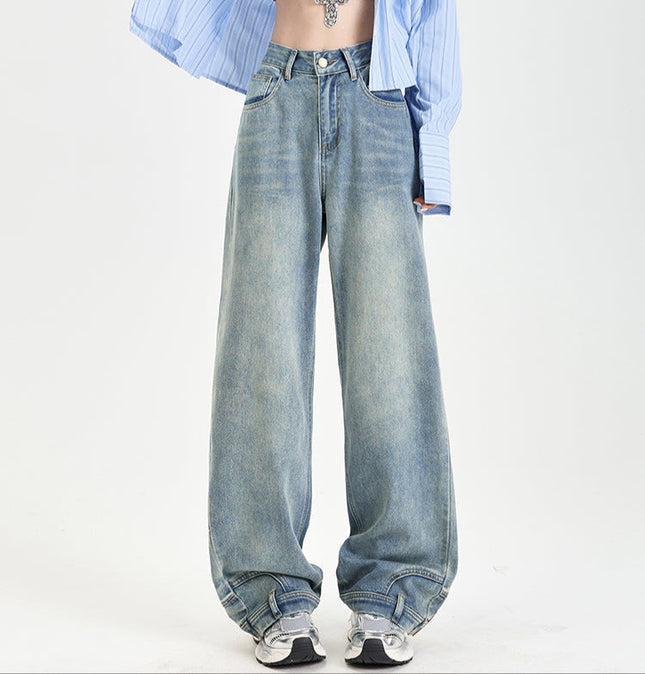 Light Blue Loose Fit Retro Wide Leg Jeans - Women’s Jeans