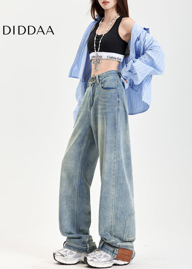 Light Blue Loose Fit Retro Wide Leg Jeans - Women’s Jeans