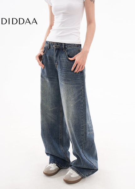 Light Blue Loose Fit Retro Wide Leg Jeans - Women’s Jeans