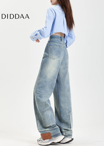 Light Blue Loose Fit Retro Wide Leg Jeans - Women’s Jeans