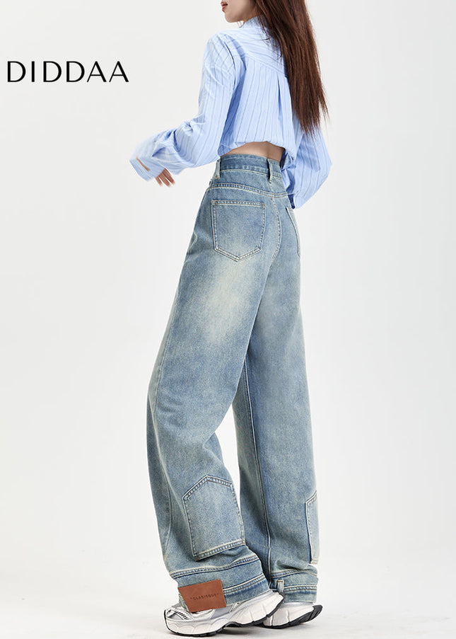 Light Blue Loose Fit Retro Wide Leg Jeans - Women’s Jeans