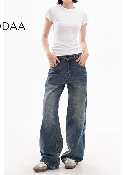 Light Blue Loose Fit Retro Wide Leg Jeans - XS / Dark Blue - Women’s Jeans