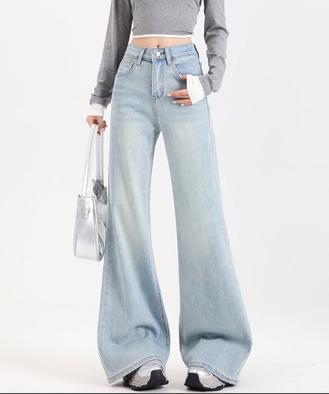 Light Blue Loose Fit Slightly Flared Jeans for Women - Women’s Jeans