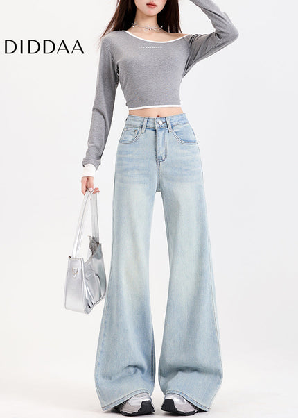 Light Blue Loose Fit Slightly Flared Jeans for Women - Women’s Jeans
