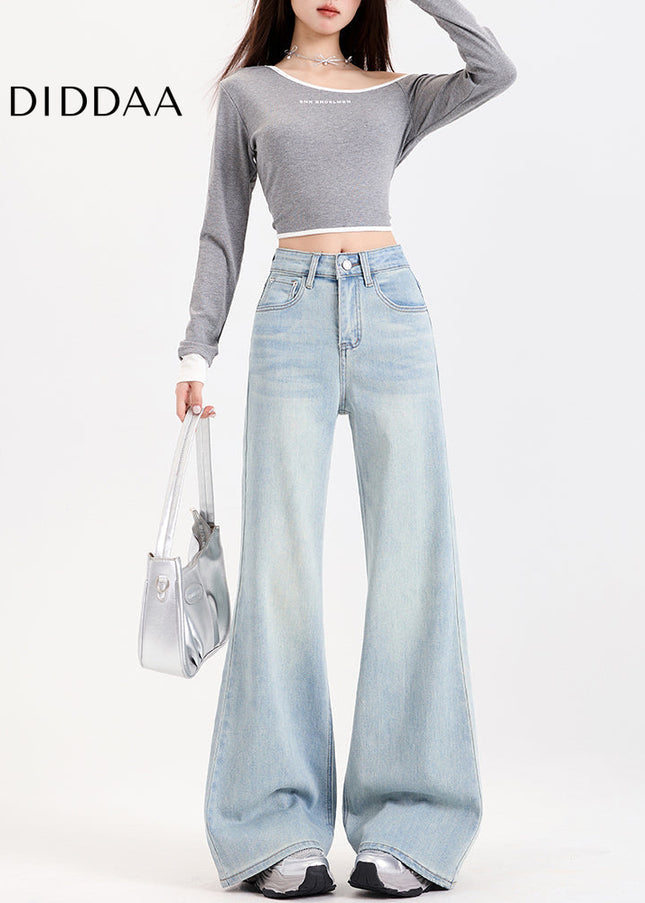 Light Blue Loose Fit Slightly Flared Jeans for Women - Women’s Jeans