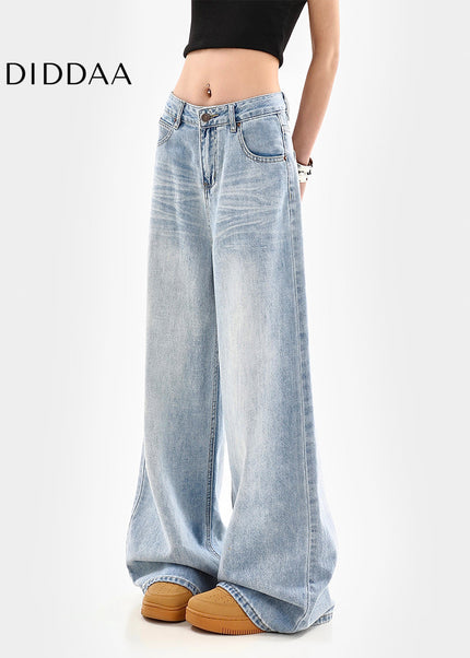 Light Blue Loose Fit Straight Leg Jeans for Women - Women’s Jeans