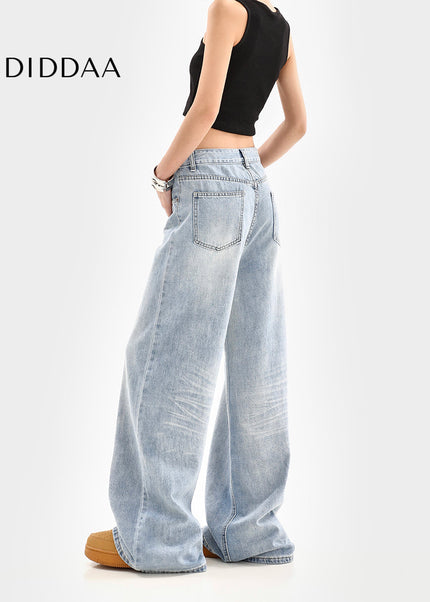 Light Blue Loose Fit Straight Leg Jeans for Women - Women’s Jeans