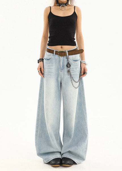 Light Blue Loose Fit Straight Leg Jeans for Women - Women’s Jeans