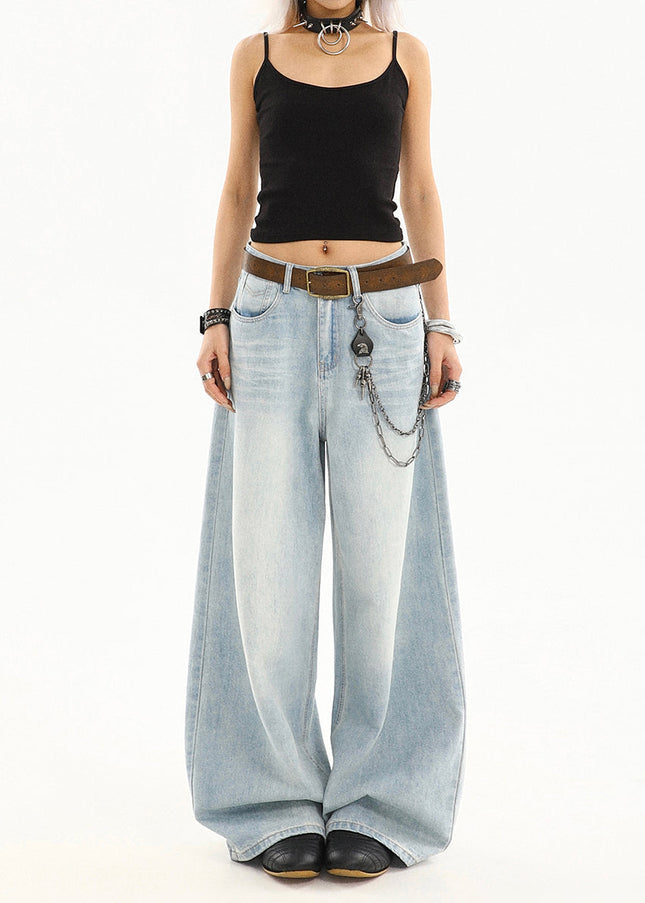 Light Blue Loose Fit Straight Leg Jeans for Women - Women’s Jeans