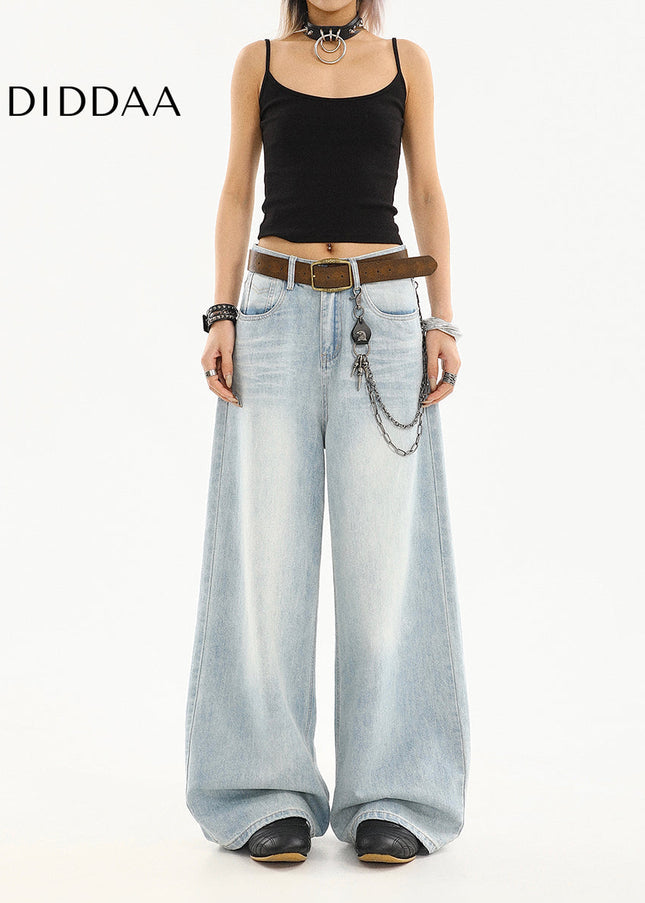 Light Blue Loose Fit Straight Leg Jeans for Women - Women’s Jeans