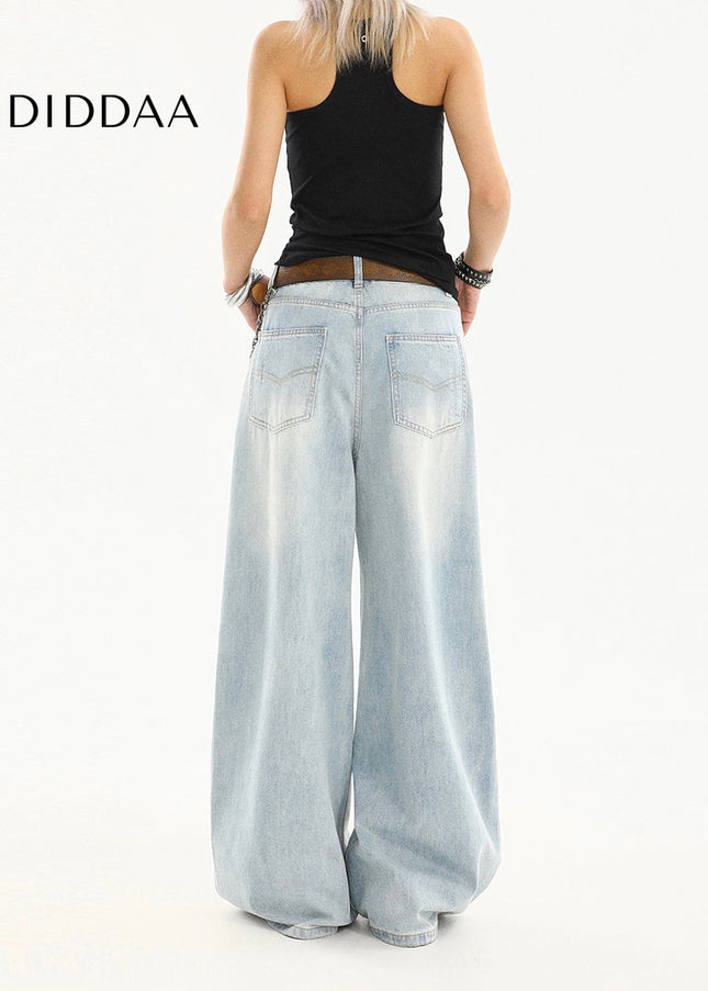 Light Blue Loose Fit Straight Leg Jeans for Women - Women’s Jeans