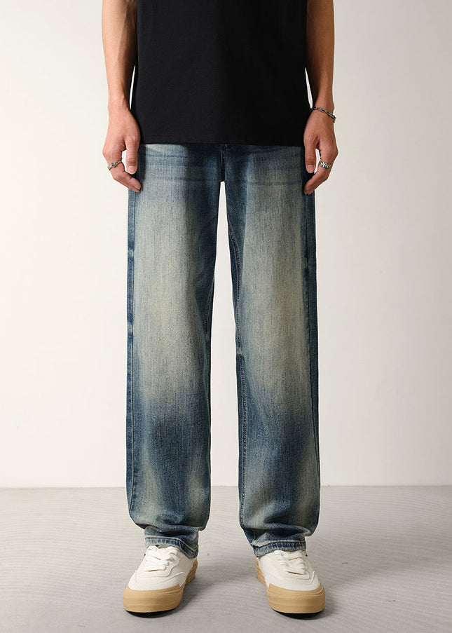 Light Blue Loose Fit Stretch Jeans with Layered Wash - 28 / Mid Blue - Men’s Jeans
