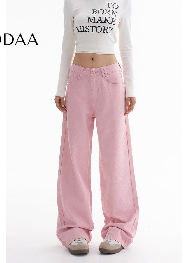 Light Blue Loose Fit Wide-Leg AGUA American Straight Jeans - XS / Pink - Women’s Jeans