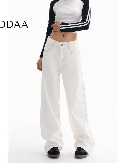 Light Blue Loose Fit Wide-Leg AGUA American Straight Jeans - XS / White - Women’s Jeans