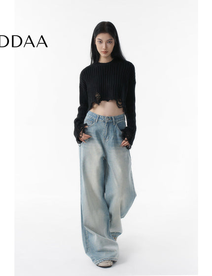 Light Blue Loose Fit Wide-Leg Casual Jeans Women - XS / Light Blue - Women’s Jeans
