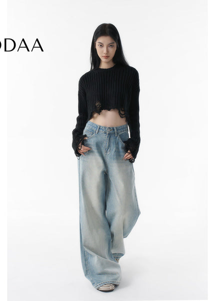 Light Blue Loose Fit Wide-Leg Casual Jeans Women - XS / Light Blue - Women’s Jeans
