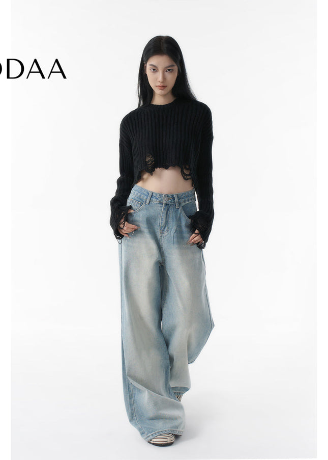 Light Blue Loose Fit Wide-Leg Casual Jeans Women - XS / Light Blue - Women’s Jeans