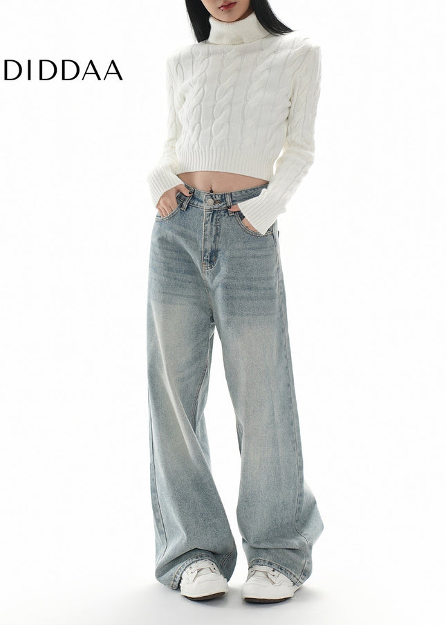 Light Blue Loose Fit Wide-Leg Jeans 2025 Spring Wash - XS / Light Blue - Women’s Jeans