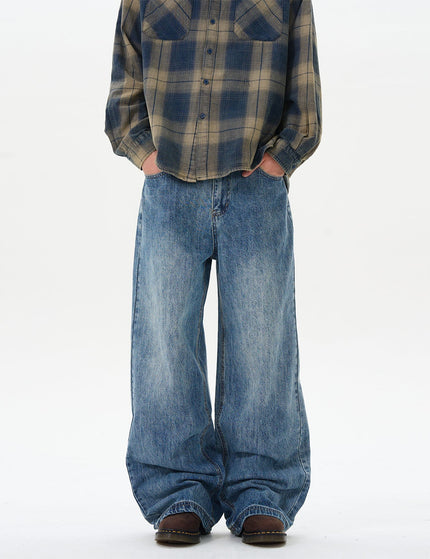 Light Blue Loose Fit Wide-Leg Jeans for Couples - S / Mid Blue - Women’s Jeans